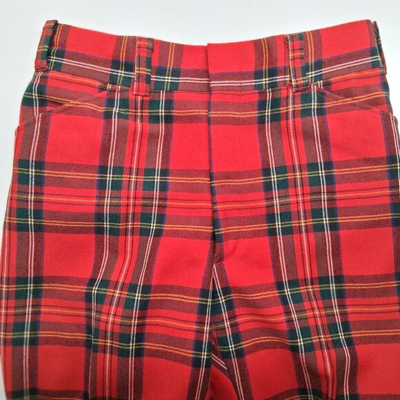 VTG 70s Wool Tartan Plaid Flare Pants High Rise Bell Bottom Punk Rock  30" x 29" - Picture 4 of 14